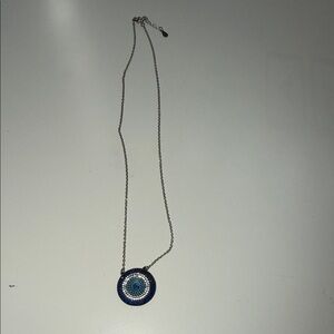 Elegant Blue and Silver Evil Eye Pendant Necklace